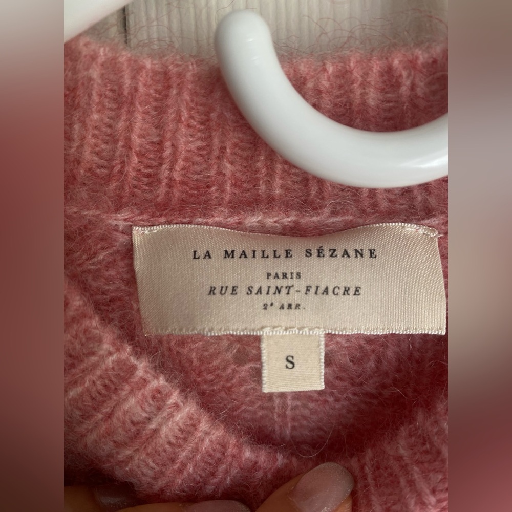 Sezane Pink Scarlett Cable Knit Jumper - light rosewood - Picture 8 of 10